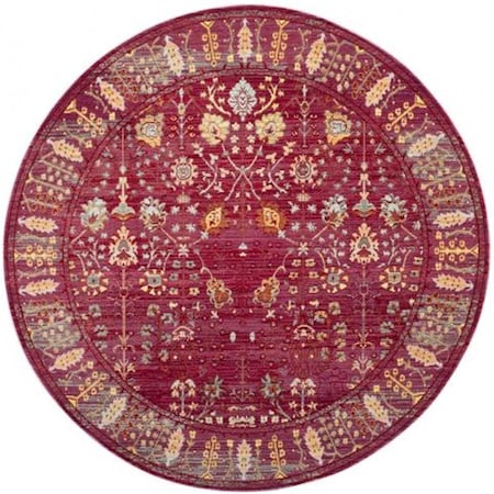 Safavieh 6 ft.7 in. x 6 ft.7 in. Valencia Power Loomed Round Area Rug Fuchsia & Multicolor VAL108P-7R